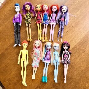 Monster High Dolls, Bundle, Set of 11 Dolls, Good Condition, 2008 - 2015